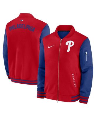 Nike - Men's Red/Royal Philadelphia Phillies Authentic Collection Dugout Full-Zip Bomber Jacket