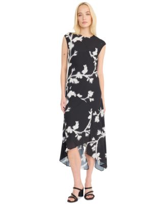 Luxely - Women's Printed Asymmetrical Midi Dress