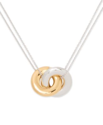 kate spade new york - Two-Tone Interlock Ring Pendant Necklace, 16" + 3" extender