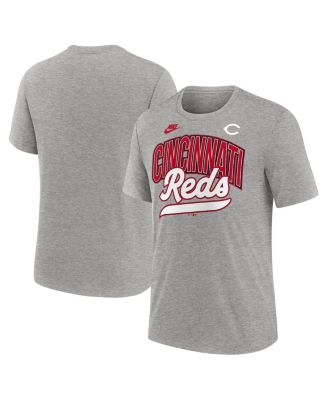 Nike - Men's Heather Gray Cincinnati Reds Cooperstown Collection Retro Tri-Blend T-Shirt