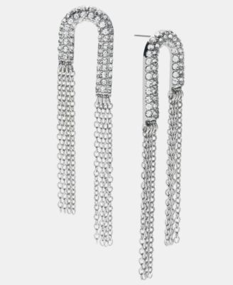 I.N.C. International Concepts - Crystal & Chain Fringe U-Shaped Statement Earrings