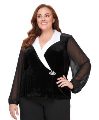 Alex Evenings - Plus Size Velvet Side Button Top