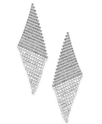 I.N.C. International Concepts - Silver-Tone Pav&egrave; Triangular Mesh Statement Earrings