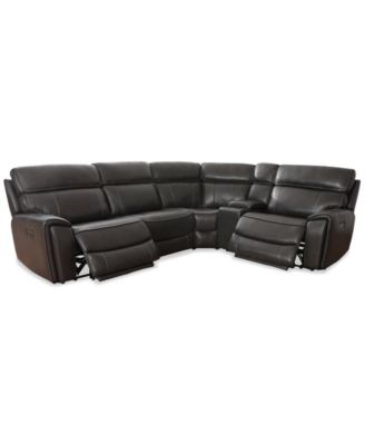 Furniture - 119.5" 5-Pc, Leather Sofa Sectional with Power Recliners and Console
