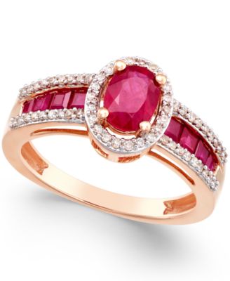 Macy's - Emerald (1-1/3 ct. t.w.) and Diamond (1/4 ct. t.w.) Ring in 14k Gold (Also in Sapphire & Ruby)