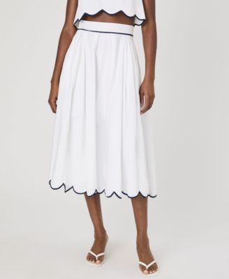 French Connection - Women's Alexis Cotton Scallop Midi Skirt