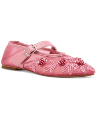 Steve Madden - Women's Dreaming Beaded Mesh Mary Jane Flats