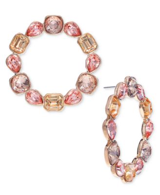 I.N.C. International Concepts - Gold-Tone Mixed Stone Front-Facing Hoop Earrings