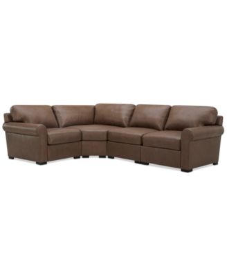 Furniture - Radley Roll Arm 117" 4-Pc. Leather Wedge Corner L Sectiona