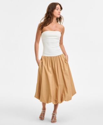 Steve Madden - Women's Oliver Mixed-Media Bubble-Hem Dress