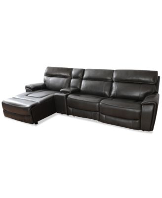 Furniture - 127.5" 4-Pc. Leather Sectional with 2 Power Recliners, Chaise and Console