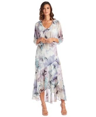 R & M Richards - Women's Printed Sleeveless Midi Dress & Cropped Jacket