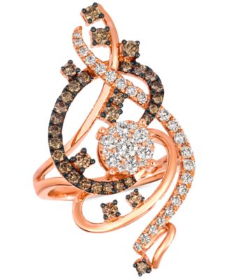 Le Vian - Chocolate Diamond & Nude Diamond Swirl Statement Ring (1-1/2 ct. t.w.) in 14k Rose Gold