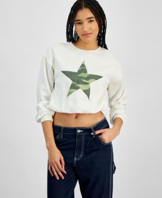 Planet Heart - Juniors' Bubble Hem Varsity Sweatshirt