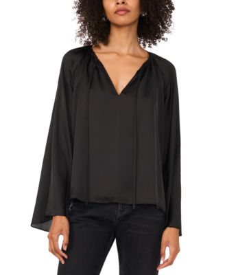 1.STATE - Women's Wide Flutter-Sleeve Tie-Neck Top