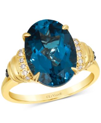 Le Vian - London Blue Topaz (6-3/8 ct. t.w.) & Diamond (1/20 ct. t.w.) Oval Ring in 14k Yellow Gold
