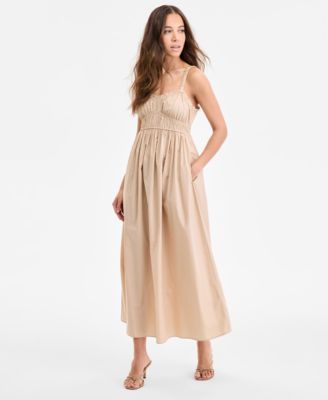 BOSS Orange - Women's Cotton Sweetheart-Neck Maxi Dress