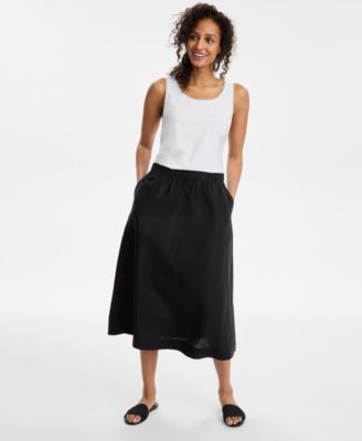 Charter Club - Petite Linen Pull-On Midi Skirt