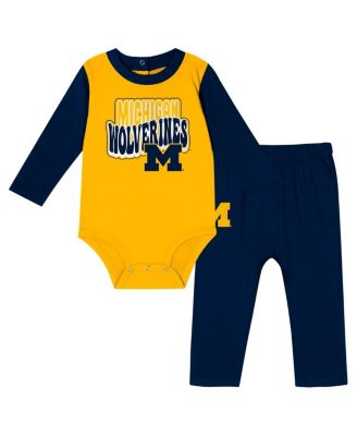 Outerstuff - Infant Navy Michigan Wolverines Double Up Long Sleeve Bodysuit Pant Set