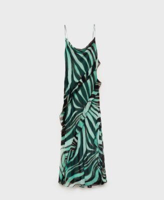 MANGO - Women's Zebra Print Ruffle Dress