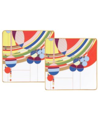 Noritake - Frank Lloyd Wright March Balloons Square Plates, Set of 2