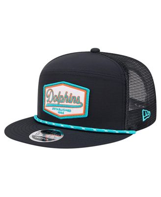 New Era - Men's Black Miami Dolphins Ripstop Patch 9FIFTY Split Panel Snapback Hat