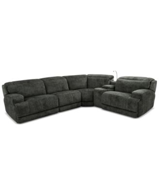 Furniture - Sebaston 5-Pc. Fabric Sectional with 2 Power Motion Recliners and 1 USB Console