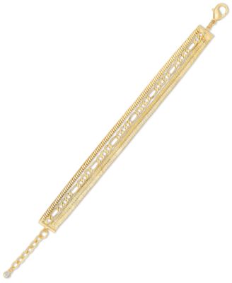 On 34th - Gold-Tone Multi-Row Bracelet, 7" + 1" extender,