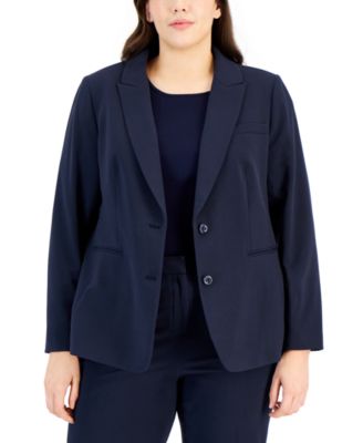 Tahari ASL - Plus Size Peak-Lapel Button-Front Blazer