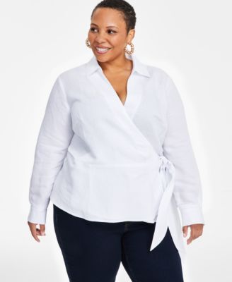 I.N.C. International Concepts - Plus Size Tied Surplice Top