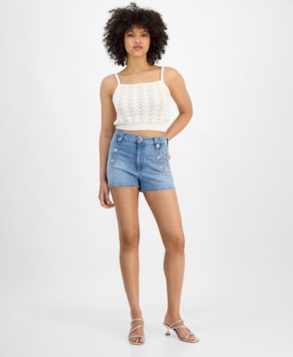 GUESS - Women's Ellie Denim Sailor-Button Shorts
