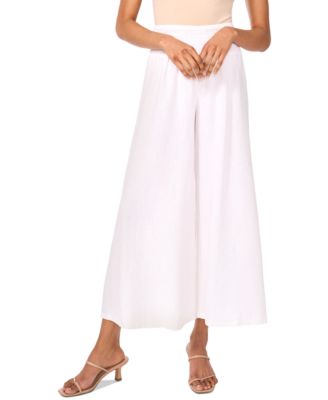 Vince Camuto - Women's Smocked-Waist Cropped Wide-Leg Pants