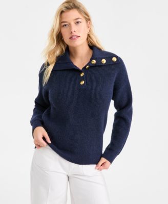 On 34th - Women's Collared Button Pullover Sweater