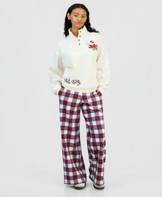 Grayson Threads, The Label - Juniors' Hello Kitty Quarter-Snap Sweatshirt & Hello Kitty Plaid Fleece Pants