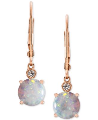 Macy's - Lab-Grown Opal (1-1/2 ct. t.w.) & White Sapphire Accent Drop Earrings in 14k Rose Gold-Plated Sterling Silver