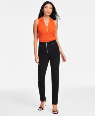 I.N.C. International Concepts - Women's Exposed-Zip Straight-Leg Jeans