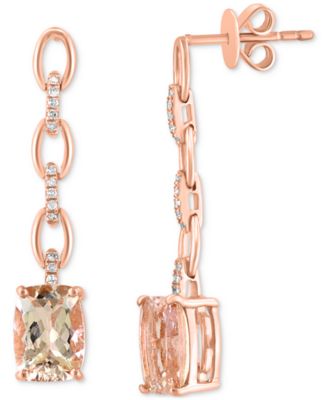 EFFY Collection - Morganite (2-1/2 ct. t.w.) & Diamond (1/20 ct. t.w.) Chain Drop Earrings in 14k Rose Gold