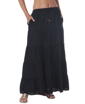 Raviya - Women's Draw-Waist Tiered Skirt Cover-Up