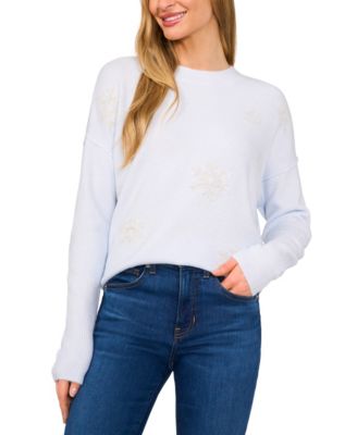CeCe - Women's Snowflake Intarsia Long-Sleeve Sweater