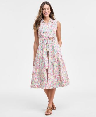 Tommy Hilfiger - Women's Floral Lace-Trim Shirtdress