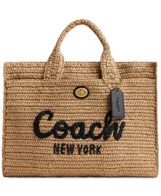 COACH - Cargo Embroidered Logo Straw Tote Bag