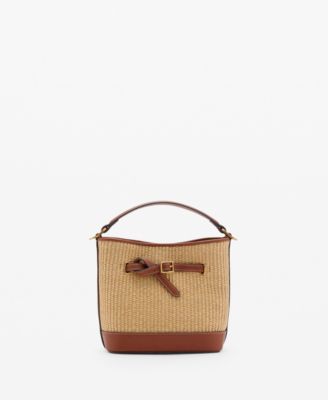MANGO - Women's Buckle Detail Canvas Bucket Bag