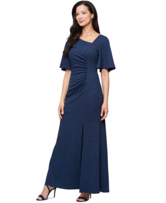 SL Fashions - Women's Flutter-Sleeve Ruched Gown