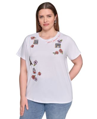 KARL LAGERFELD PARIS - Plus Size Embroidered Crewneck Tee