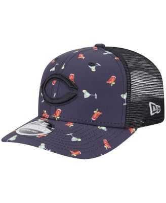 New Era - Men's Black Cincinnati Reds Adventure Drinks Pattern 9SEVENTY Stretch-Snap Hat