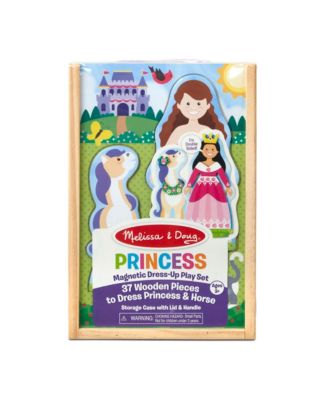 Melissa and Doug - Princess Horse Magnetic Dress-Up Wooden Dolls Pretend Play Set 35 pcs