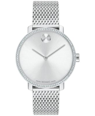 Movado - Women's Swiss Bold Shimmer Stainless Steel Mesh Bracelet Watch 34mm
