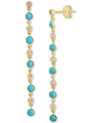 EFFY Collection - Turquoise & Diamond (1/4 ct. t.w.) Linear Drop Earrings in 14k Gold