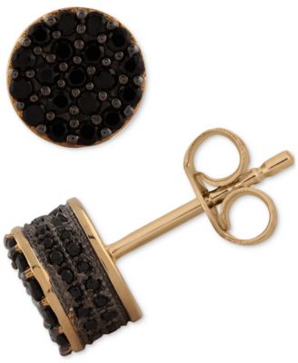 Macy's - Men's Black Diamond Circle Cluster Stud Earrings (3/4 ct. t.w.) in 10k Gold