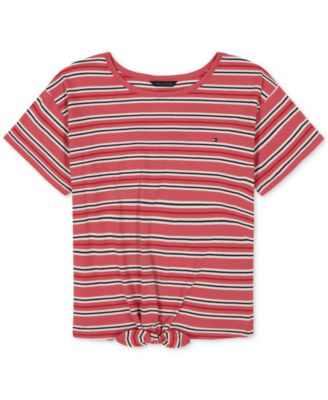 Tommy Hilfiger - Big Girls Striped Tie-Front T-Shirt